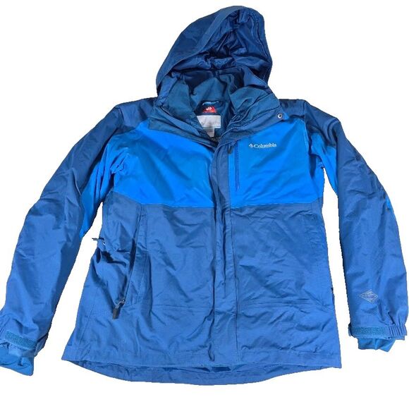 Columbia Interchange Omni-Tech Omni-Heat Jacket Men's Large Full Zip Hooded Blue - Picture 1 of 15